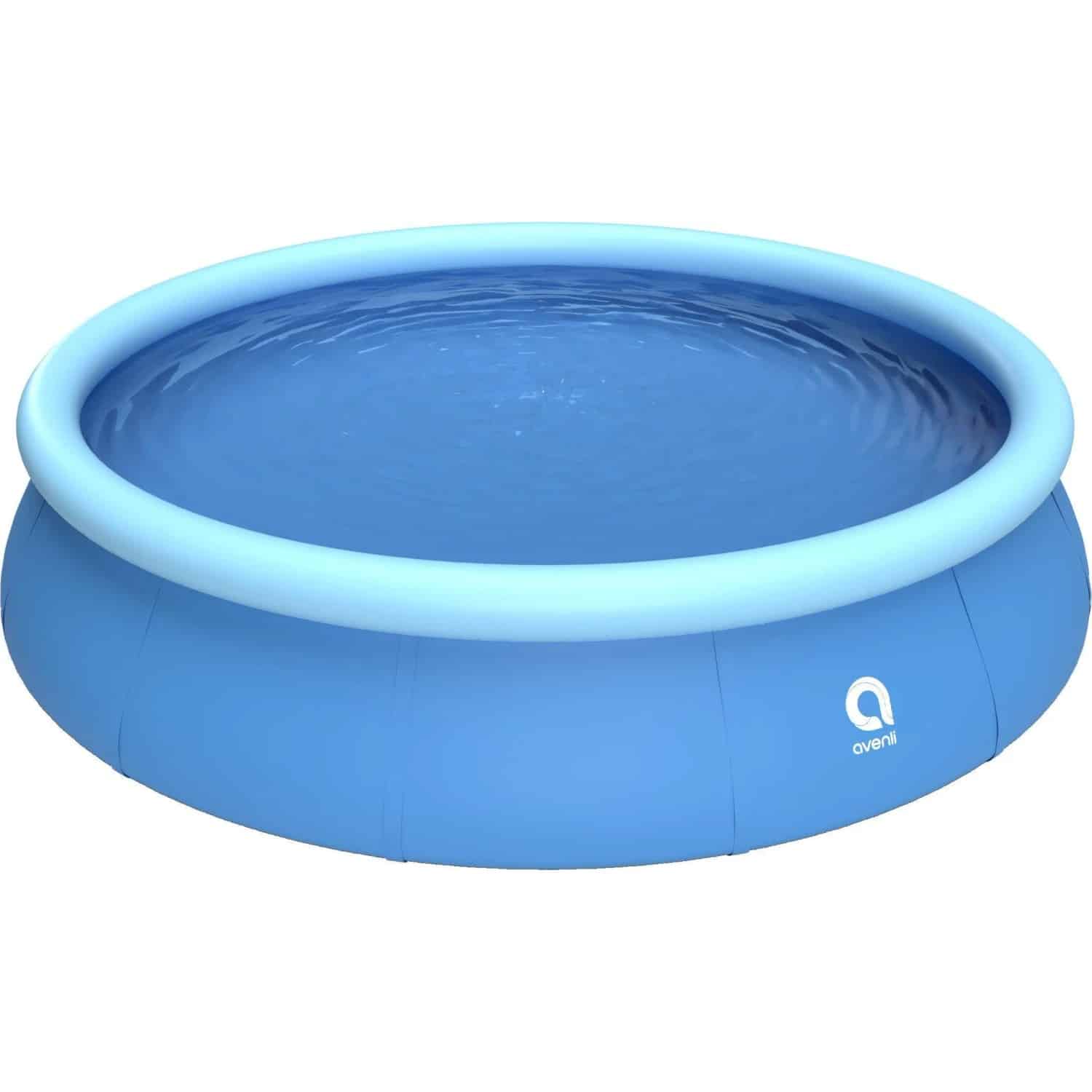 Avenli Prompt Set Pool Aufblasbar Rund 420 x 84 cm Blau mit Reparaturaufkleber und Bodenablassventil