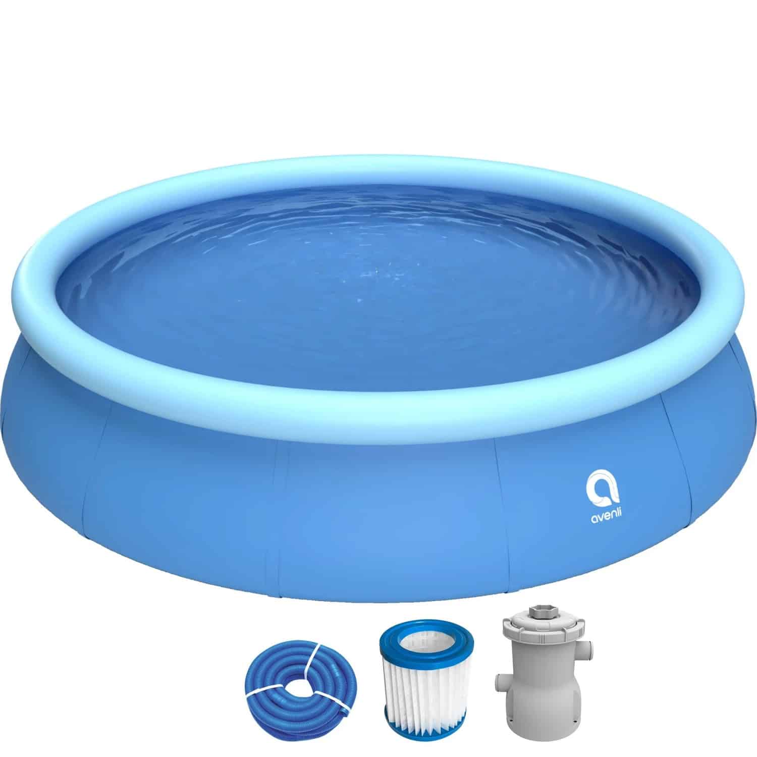 Avenli Prompt Set Pool Aufstellbar Rund Ø 420 x 84 cm Blau mit CleanPlus Filterpumpe und Bodenablassventil