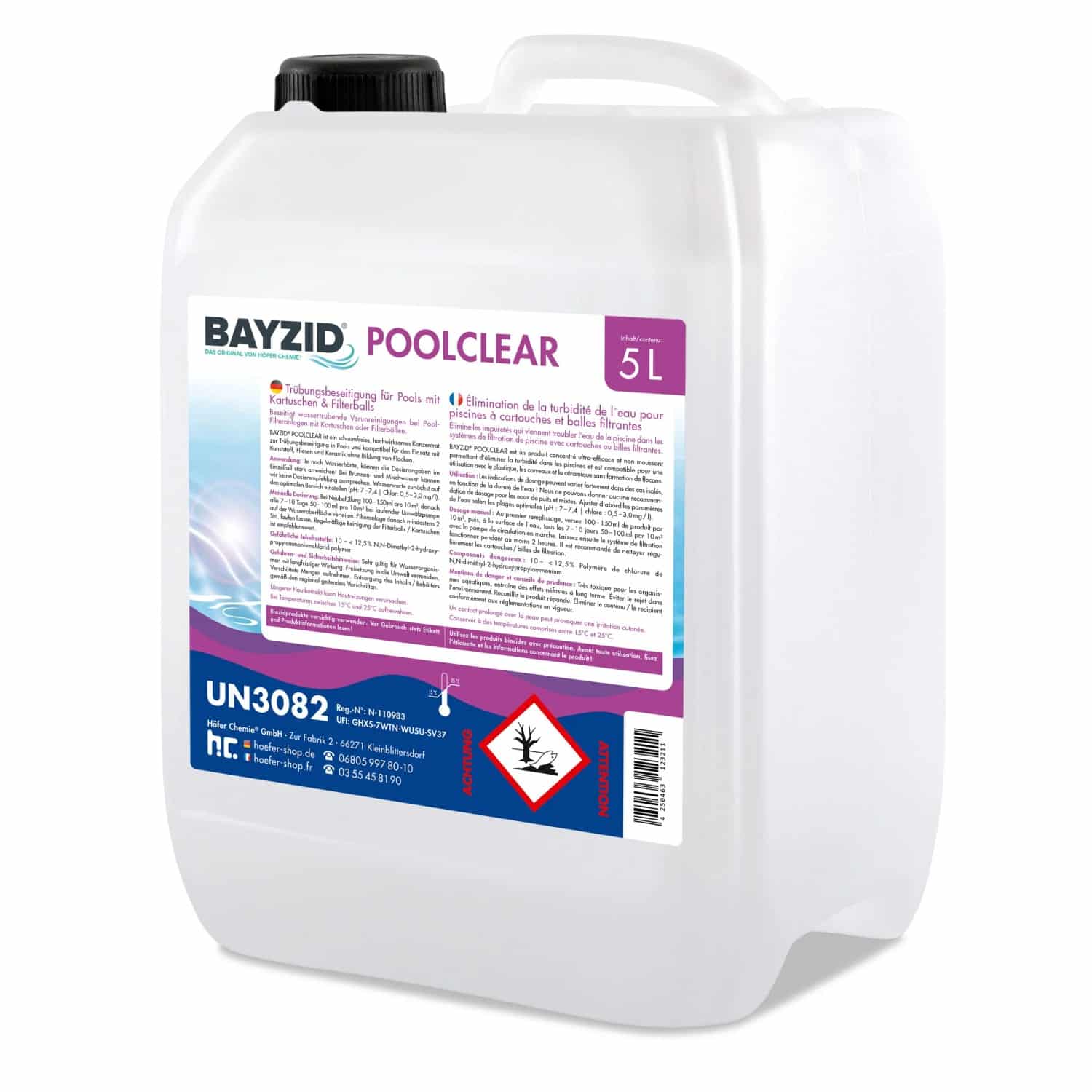 Bayzid Poolclear Trübungsbeseitigung für Pool-Filter mit Kartuschen & Filterballs 4 x 5l