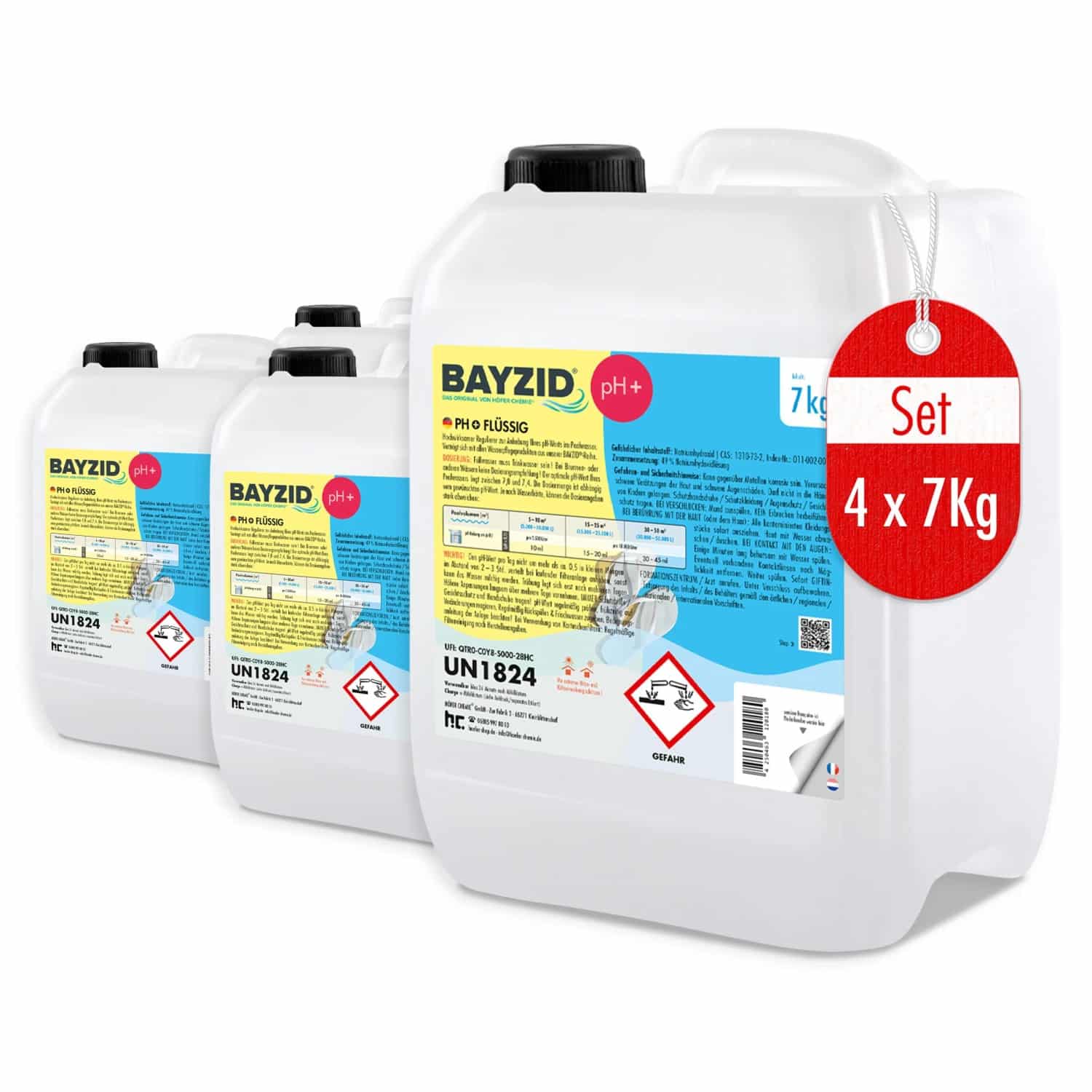 Bayzid pH Plus Flüssig für Pools 4 x 7kg