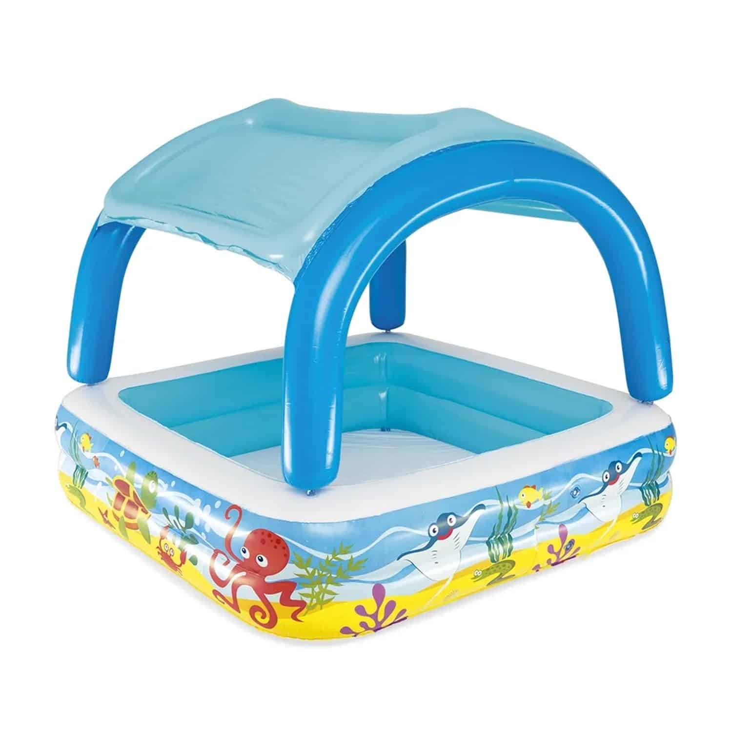 Bestway Kinderpool Canopy Play mit Überdachung 140 cm x 140 cm