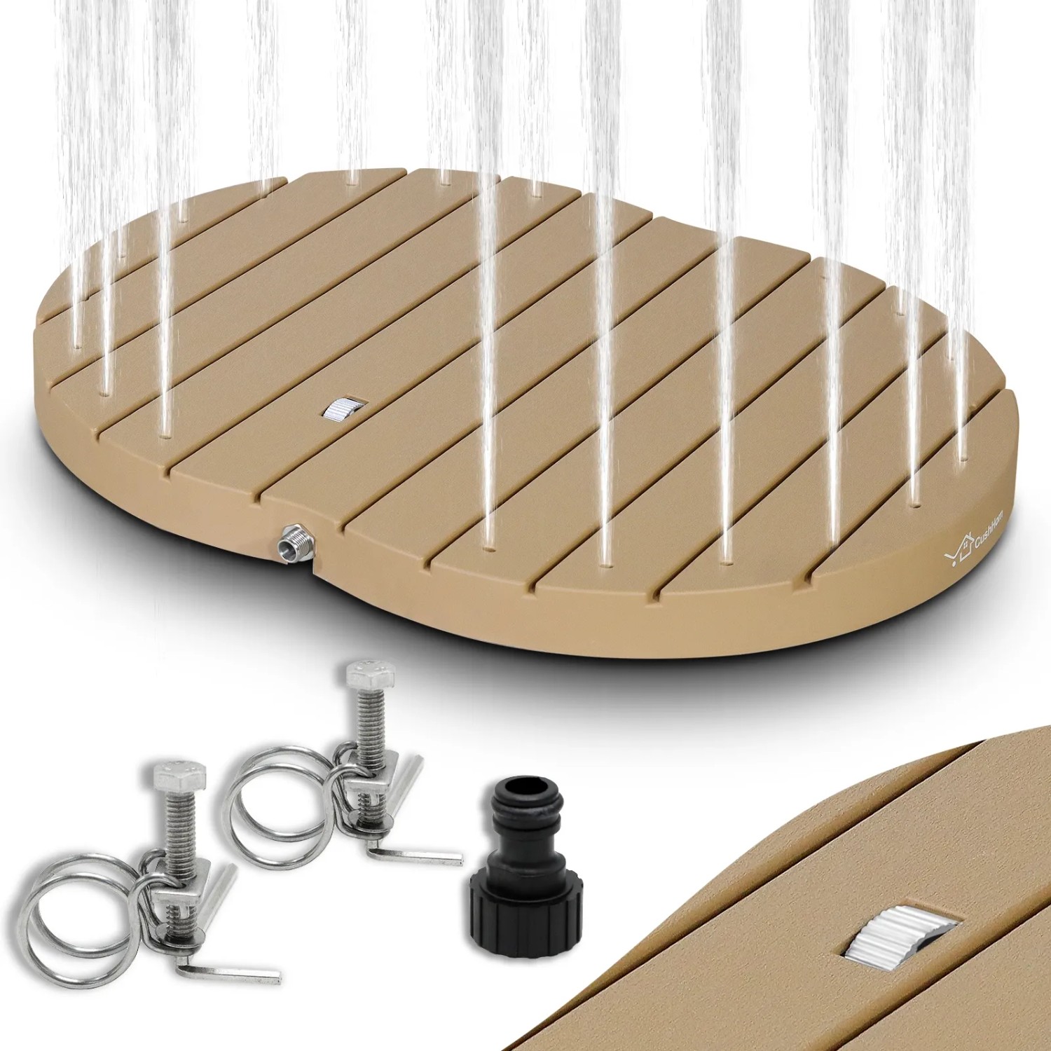 CCLIFE Gartendusche Bodendusche Outdoor Fontänenhöhe 4m Holzton