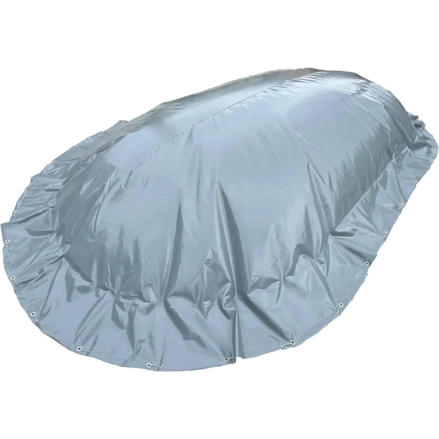 CF Luftkissen Poolabdeckung Aeroshield Aufblasbare Abdeckplane Oval Achtform 525 x 320 cm 580 g/m² Grau mit Ösen und Spannseil