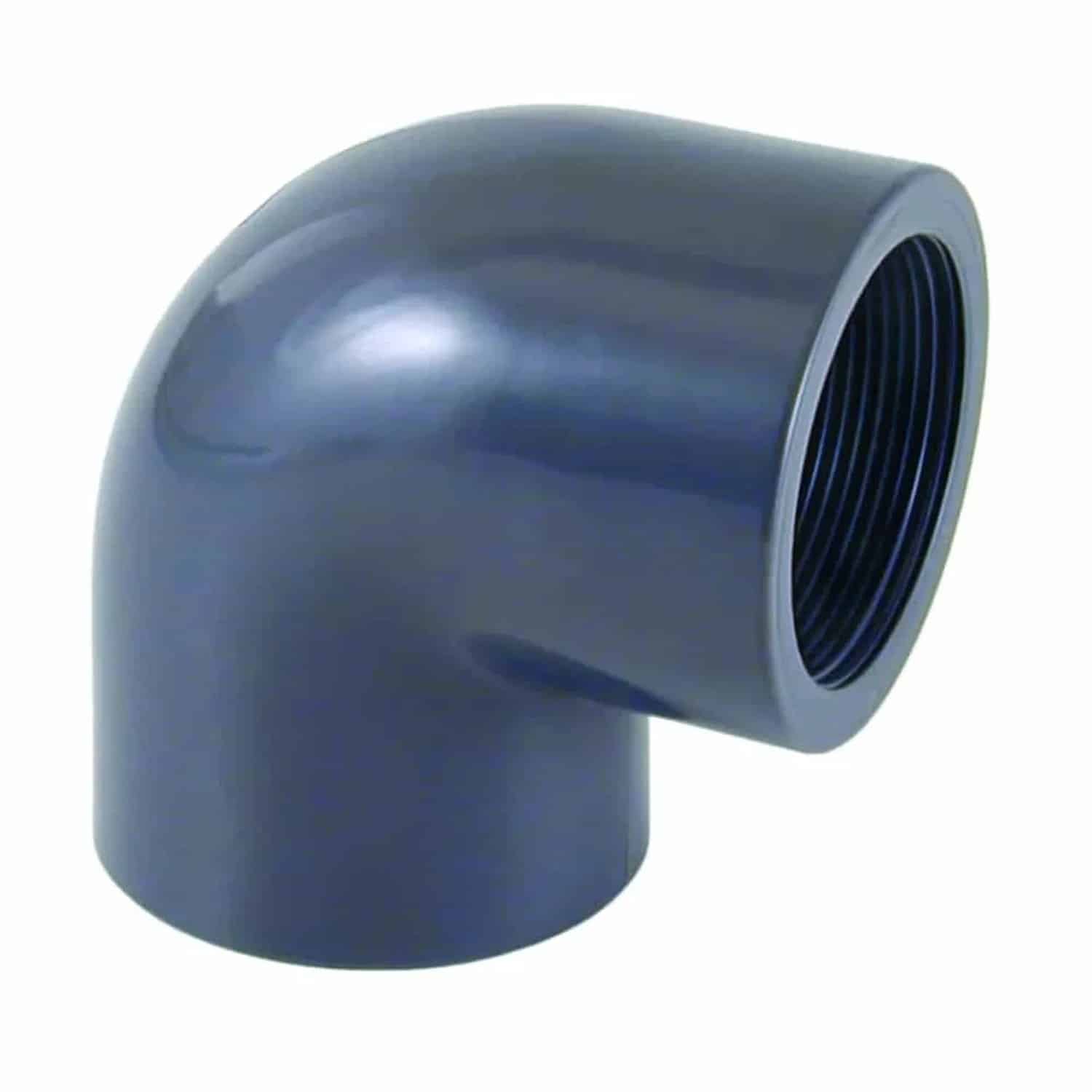 Cepex PVC Winkel 90 Grad PVC-U 1 1/4 Zoll Innengewinde PN10 Blau