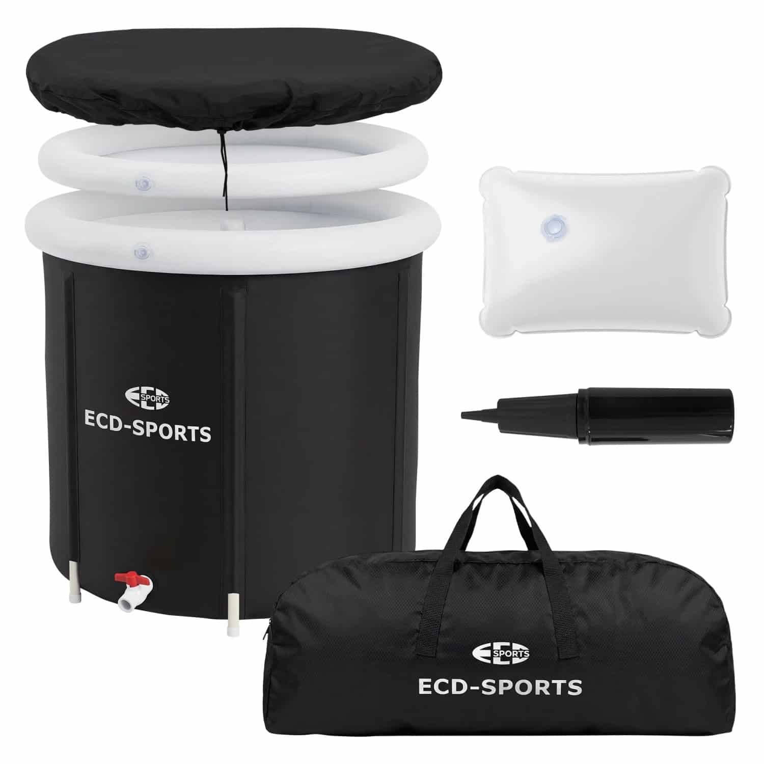 ECD Germany Eisbad Ø80 cm 350L Schwarz-Weiß aus Oxford-Gewebe