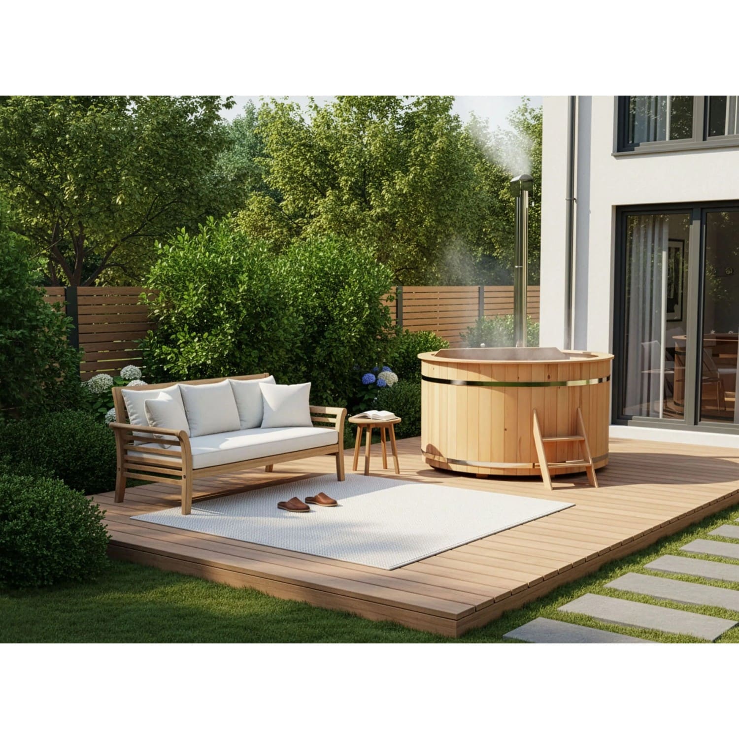 Finntherm Holz-Badefass Bergen Ø 160 cm x 101 cm mit Ofen