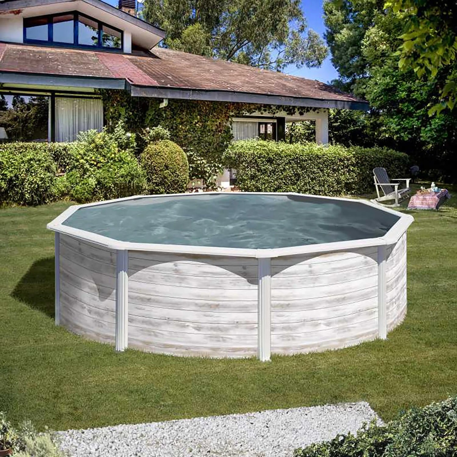 Gre Pool Finlandia Rund mit Nordicoptik Ø 350 cm x 120 cm NordicWeiß