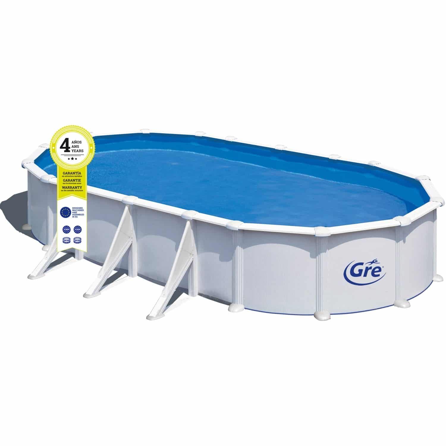 Gre Stahlwand-Pool Atlantis 730 cm x 375 cm x 132 cm Oval Weiß