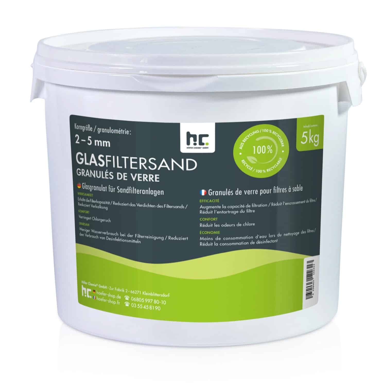 Höfer Chemie Spezial Glasgranulat für Sandfilteranlagen 2-5mm Körnung 5kg