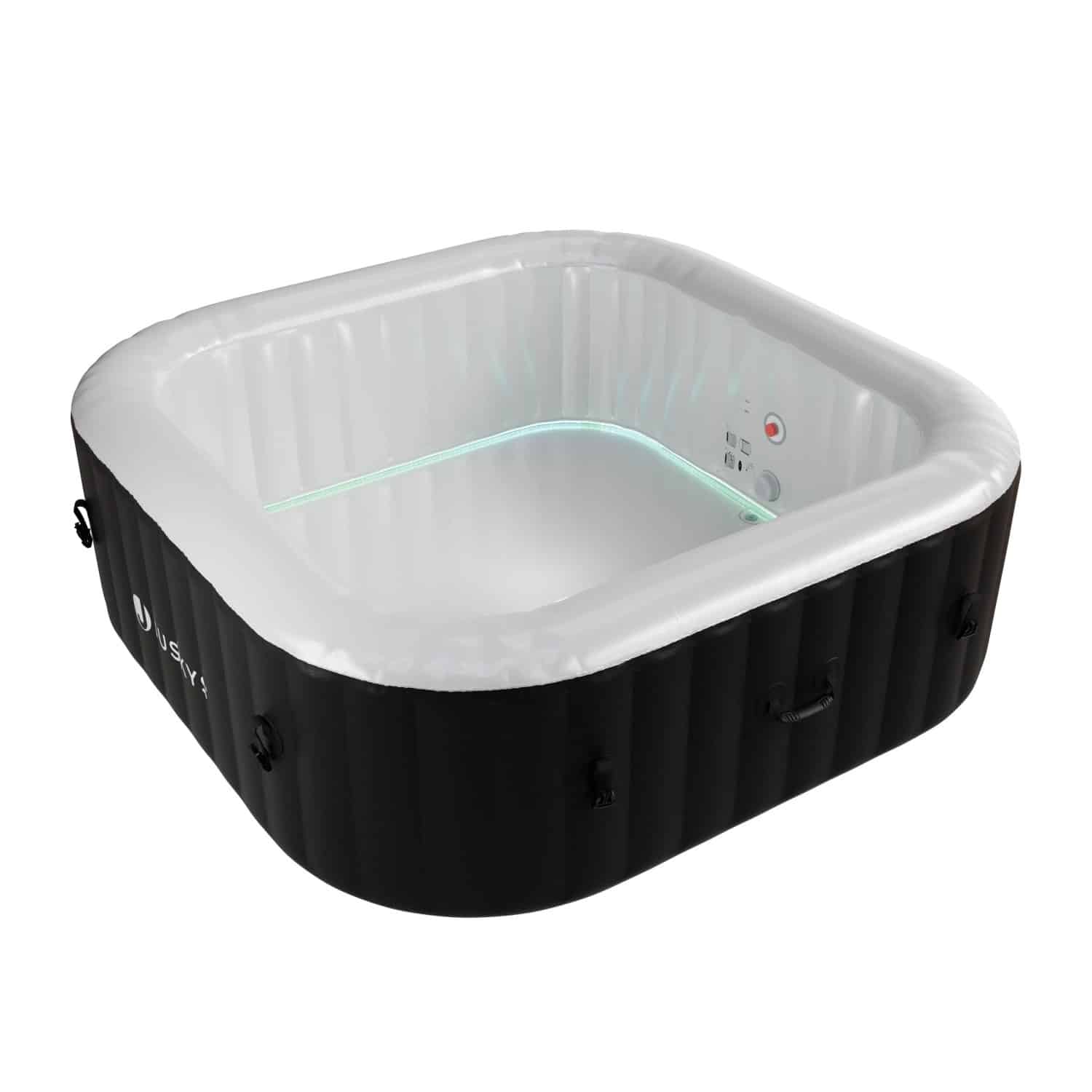 Juskys Aufblasbarer Whirlpool SpaLuxe mit LED-Beleuchtung Schwarz-Weiß