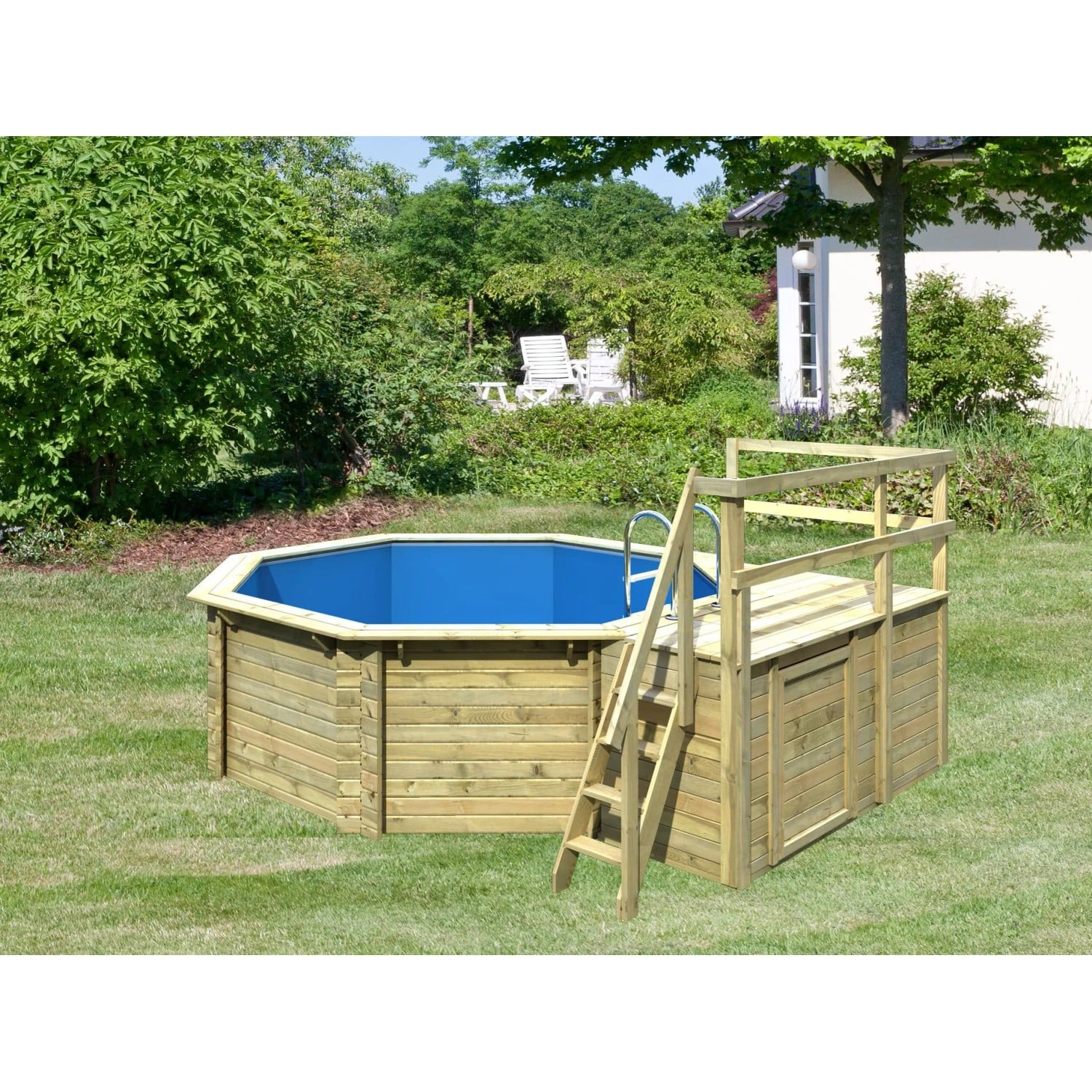 Karibu Pool 1 Set C inkl. Skimmer mit zwei Sonnenterrassen