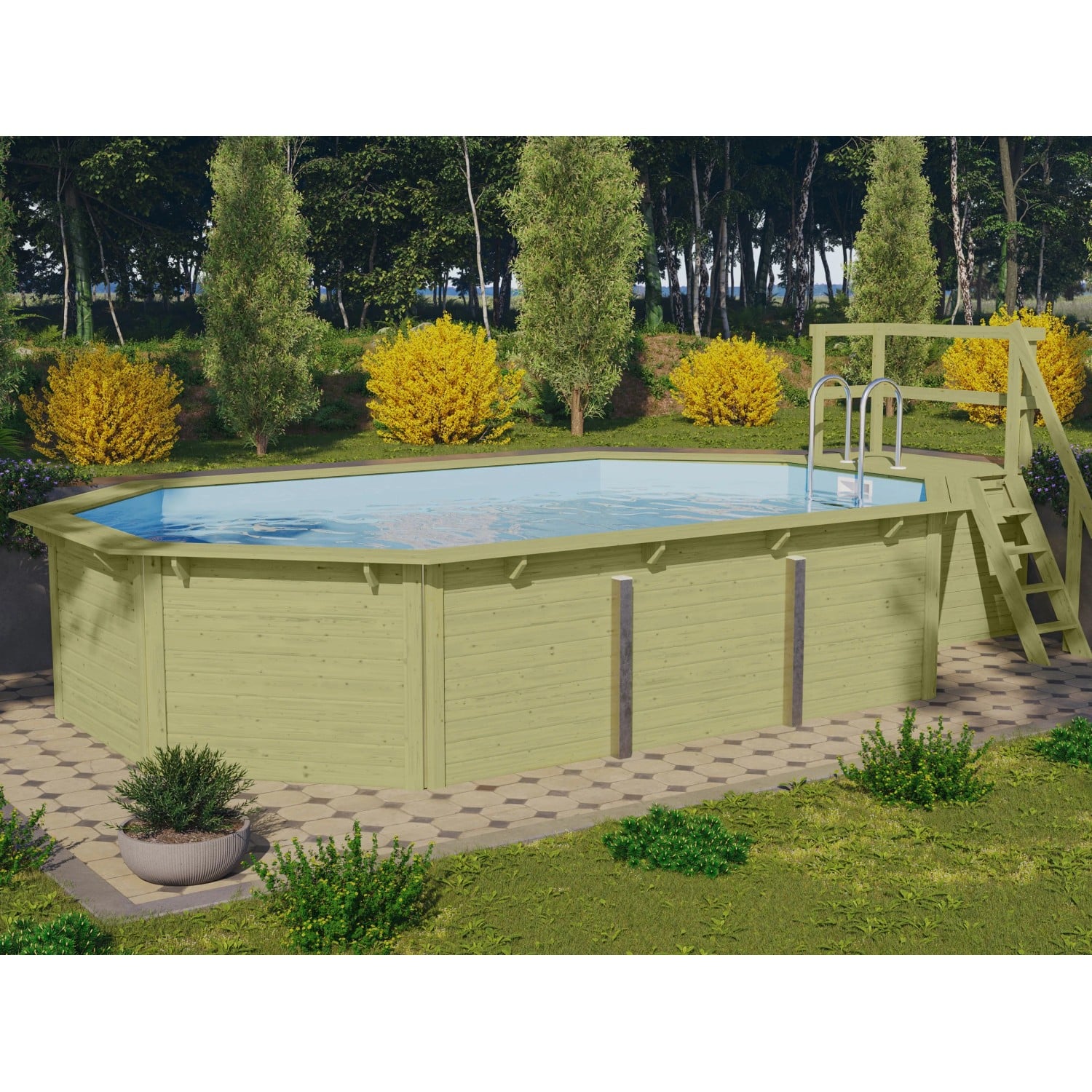 Karibu Pool Modell 4 Set inkl. Filteranlage Skimmer Sonnenterrasse