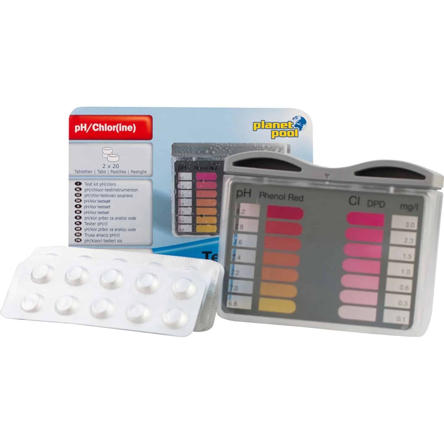 Planet Pool pH und Chlor Testbesteck mit je 20 Tabletten