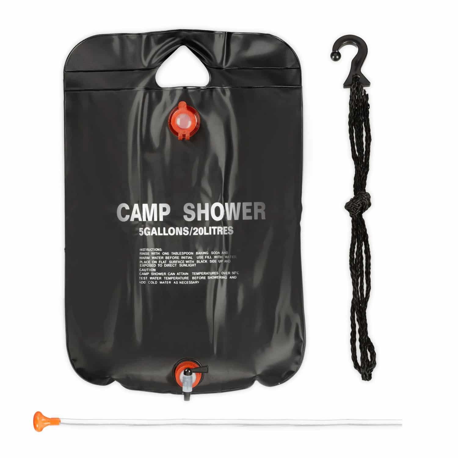 Relaxdays Campingdusche PVC Schwarz Faltbar 20