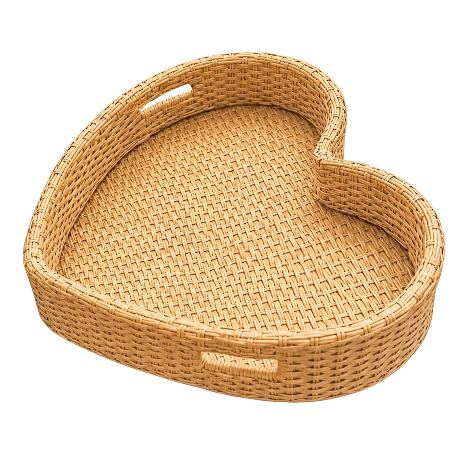 Relaxdays Schwimmtablett Aluminium Rattan Natur Schwimmfähig Herzförmig 60 cm x 60 cm x 20 cm