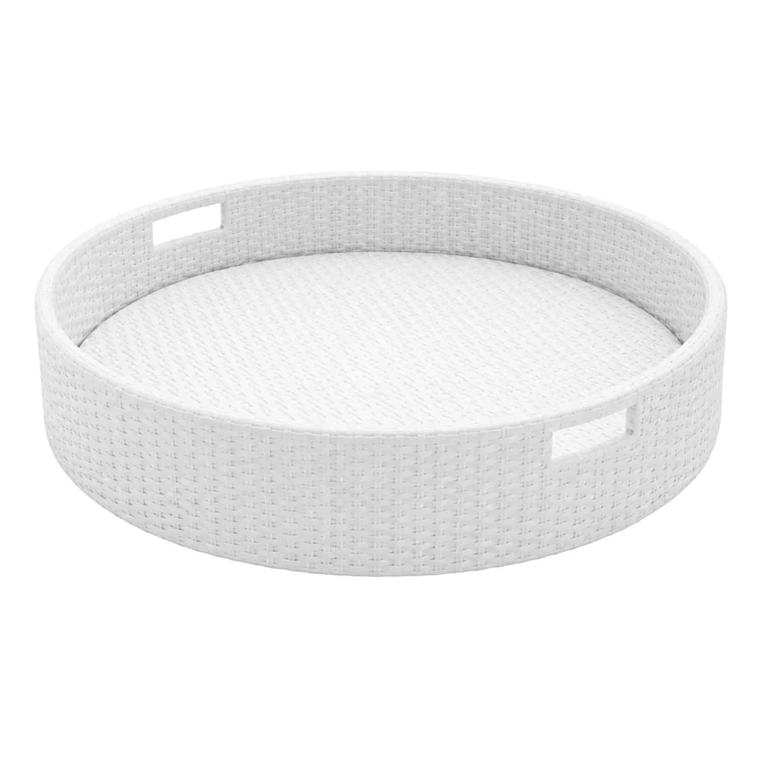 Relaxdays Schwimmtablett Aluminium Rattan Weiß Schwimmfähig 80 cm