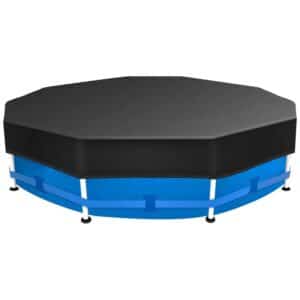 Sekey Poolabdeckung Rund Blau 457cm Pool Abdeckplane Schwarz