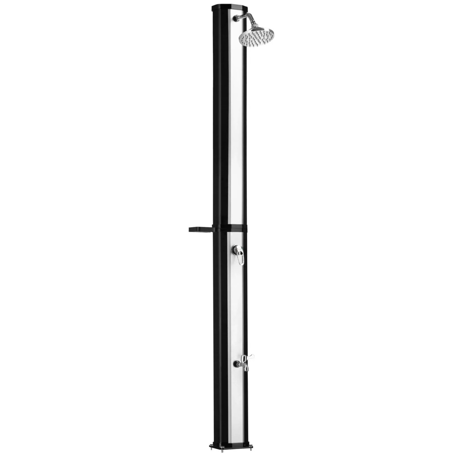 Tectake Solardusche Ofanto 35 Liter Mit Seifenablage Erwärmtes Wasser Bis 60° C Ohne Stromanschluss Mit Hülle Ablage 44 50 x 18 x 217 cm Schwarz Sil