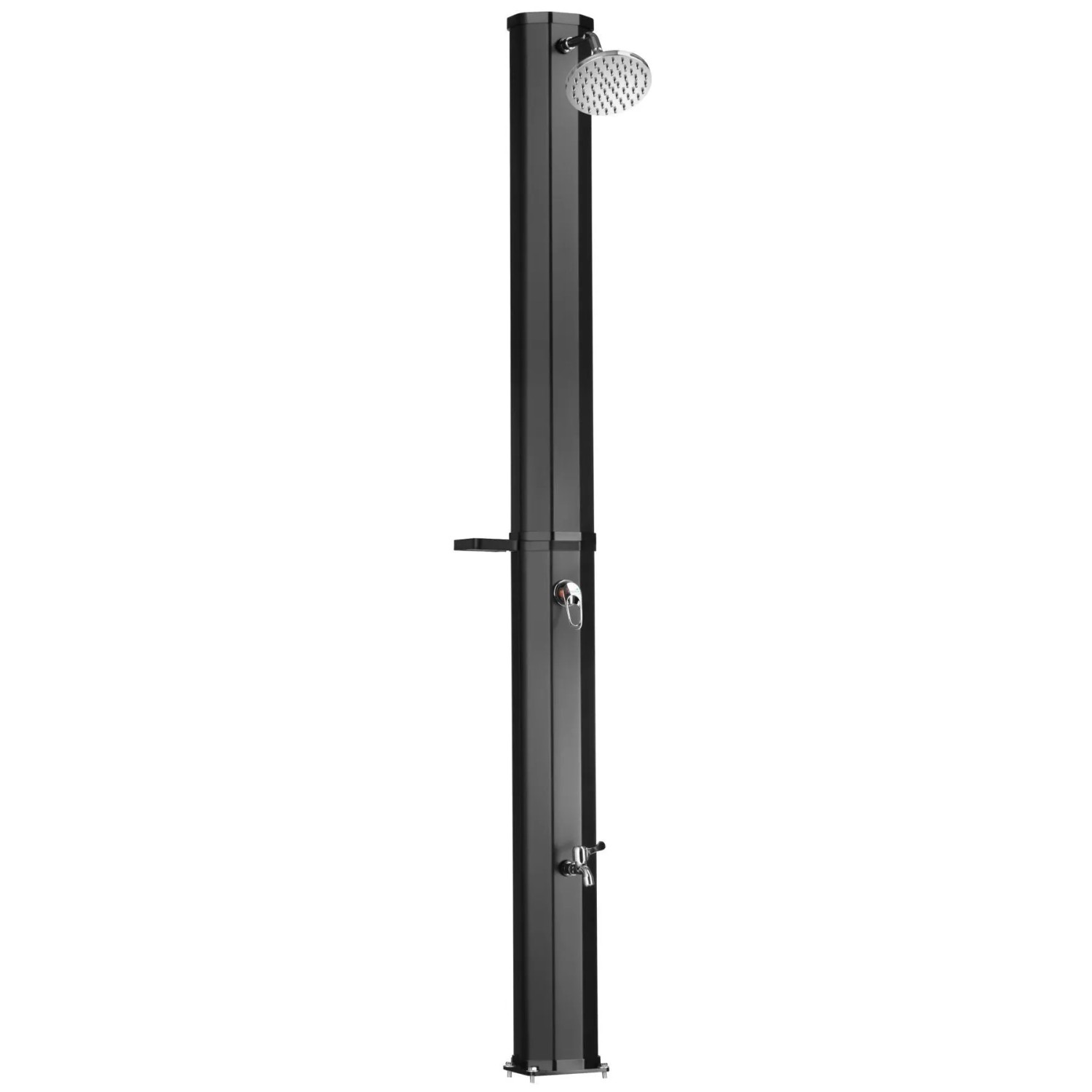 Tectake Solardusche Ofanto 35 Liter Mit Seifenablage Erwärmtes Wasser Bis 60° C Ohne Stromanschluss Mit Hülle Ablage 44 50 x 18 x 217 cm Schwarz