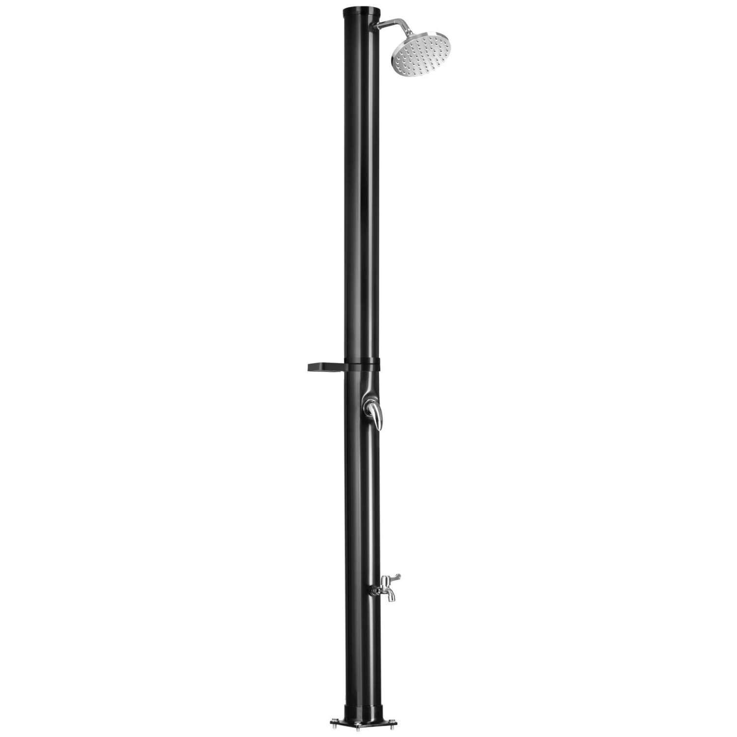 Tectake Solardusche Tinto 20 Liter Mit Seifenablage Erwärmtes Wasser Bis 60° C Ohne Stromanschluss Mit Hülle Ablage 42 50 x 15 50 x 221 cm Schwarz