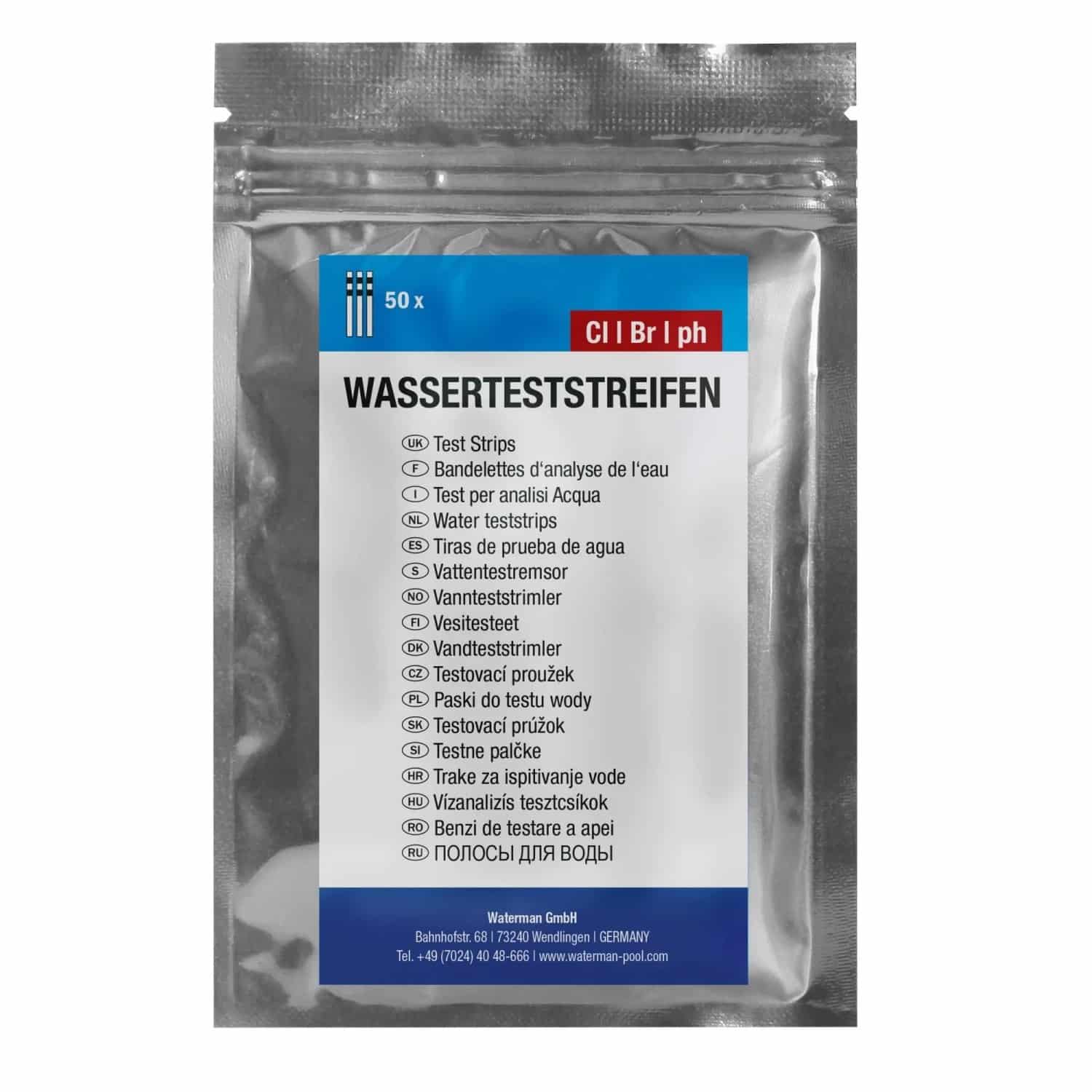 Waterman Wasserteststreifen 3 in 1 pH Br CL 50 Streifen in Tütchen