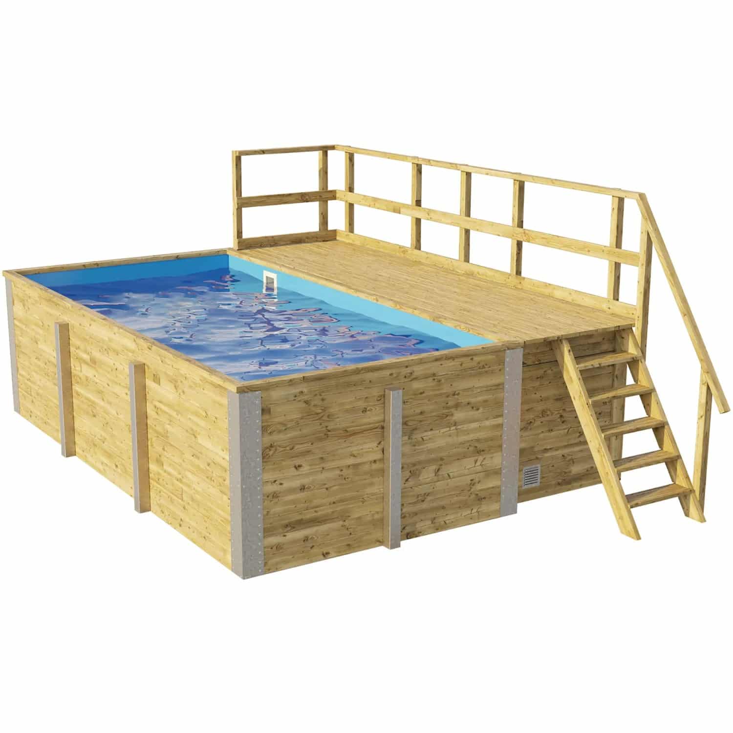 Weka Massivholzpool 595 Gr.1 Technikraum/Sonnendeck 49 x 309 x 203 cm Blau