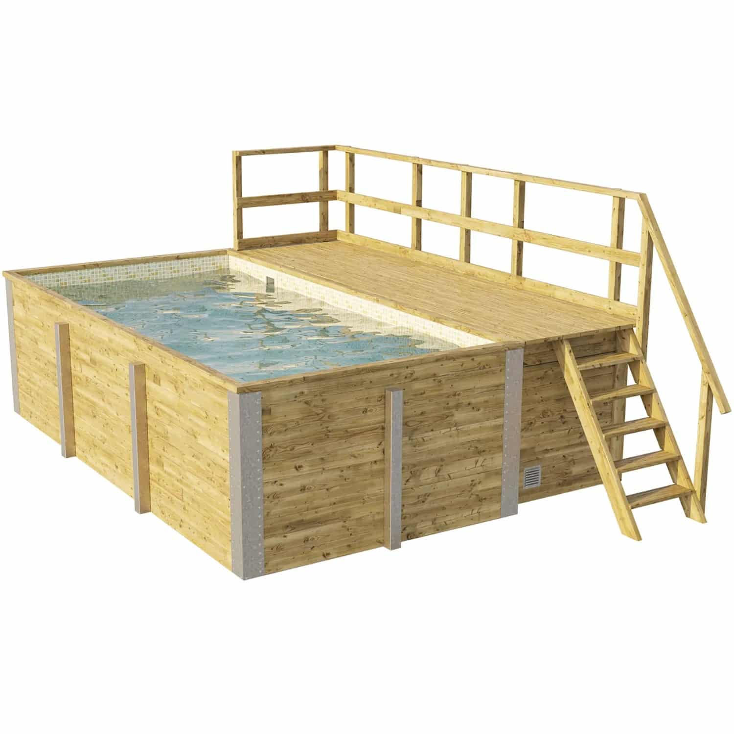 Weka Massivholzpool 595 Gr.1 Technikraum/Sonnendeck 490x309x203 cm SandMix