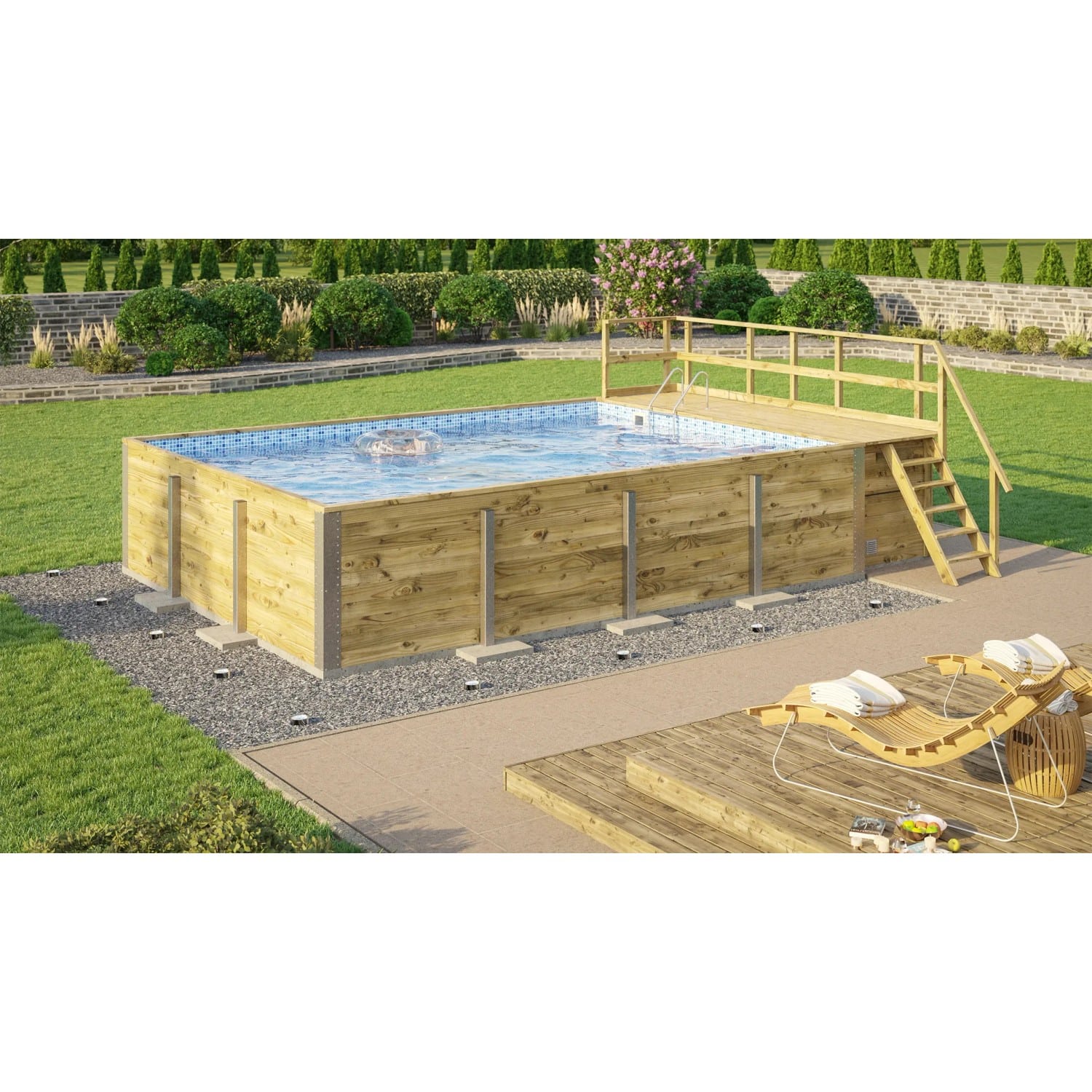 Weka Massivholzpool 595 Gr.2 490 x 644 x 203 cm Blau Mosaik
