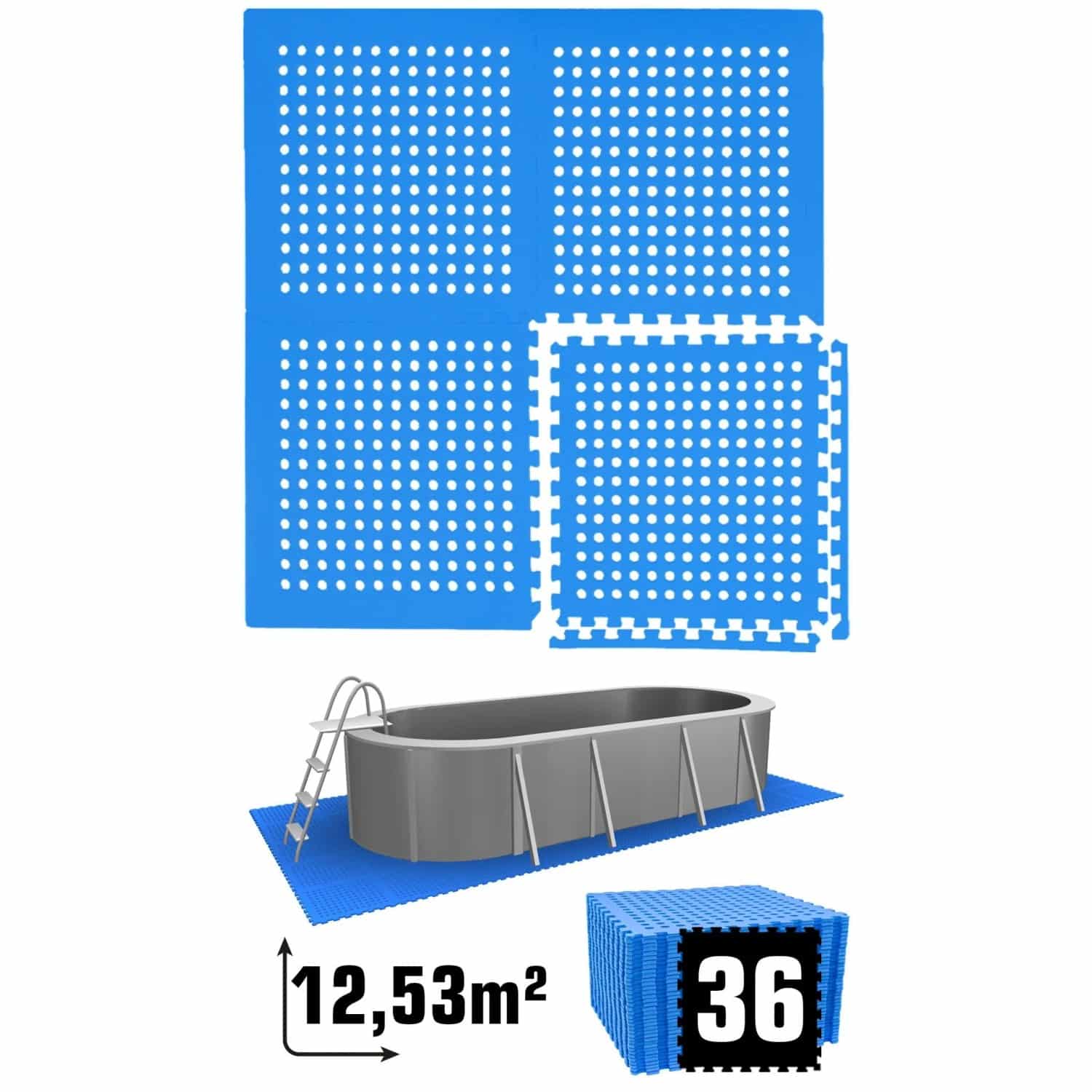 eyepower Poolmatte 62 x 62 cm 36er Set Blau