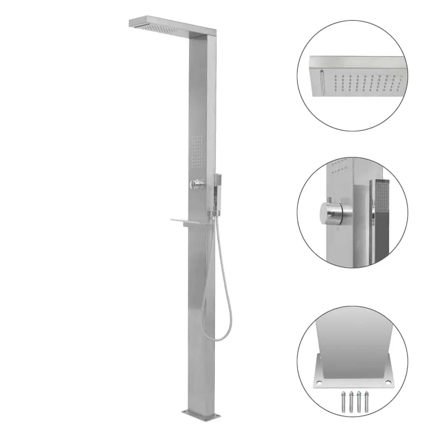 vidaXL Gartendusche Edelstahl Quadratisch 48200
