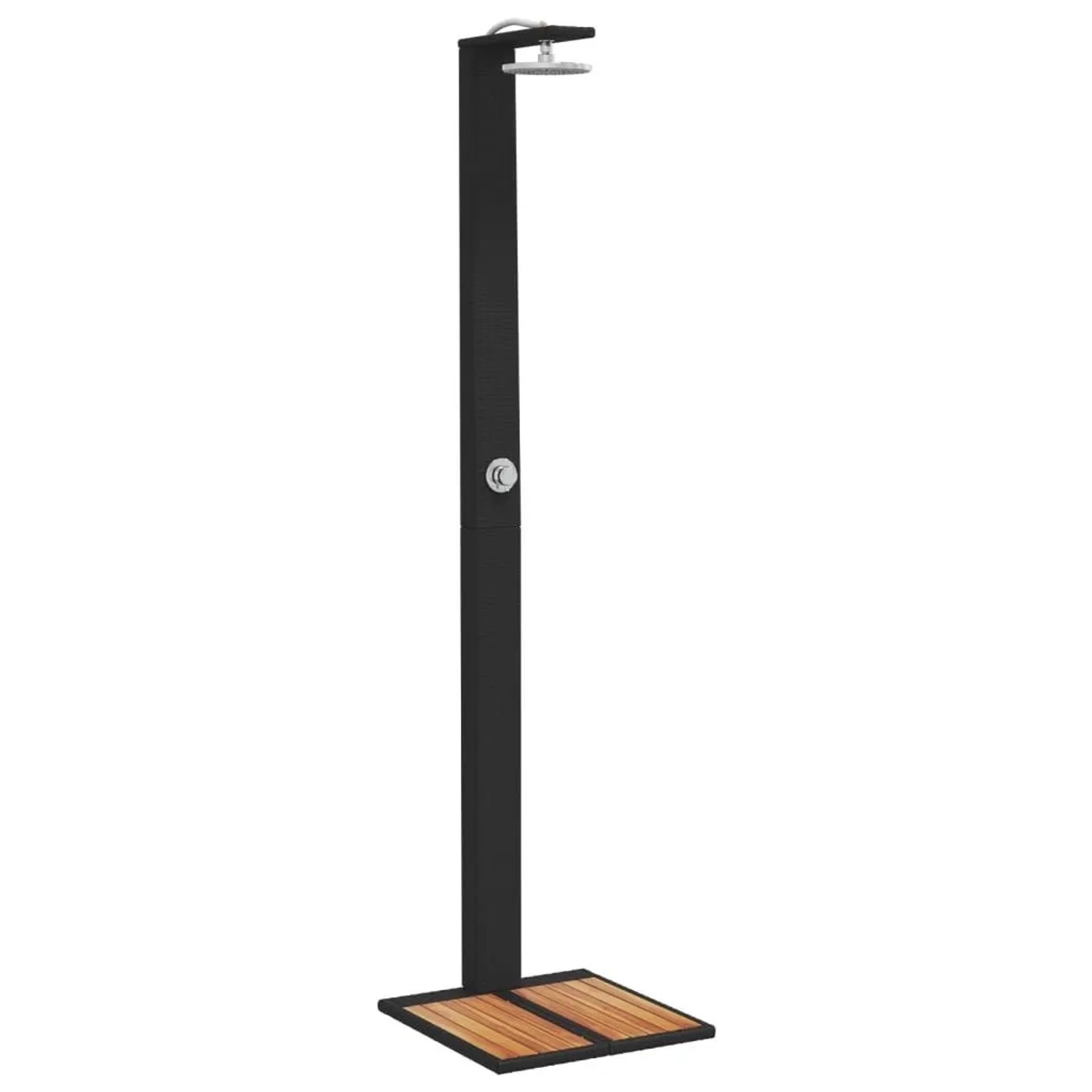 vidaXL Gartendusche Schwarz 50x55x224 cm Poly Rattan und Akazienholz 368206