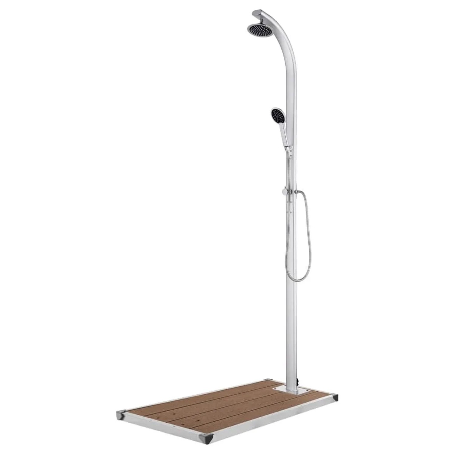 vidaXL Gartendusche mit Brauner Bodenplatte 220 cm Aluminium 3070791