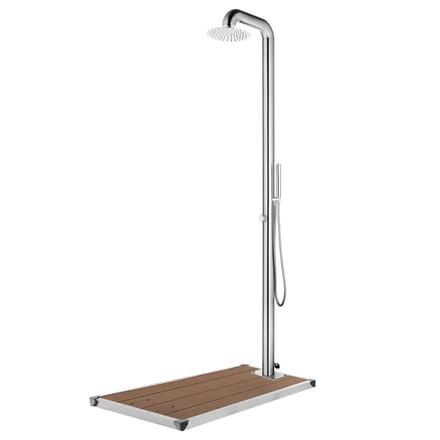 vidaXL Gartendusche mit Brauner Bodenplatte 230 cm Edelstahl 3070789