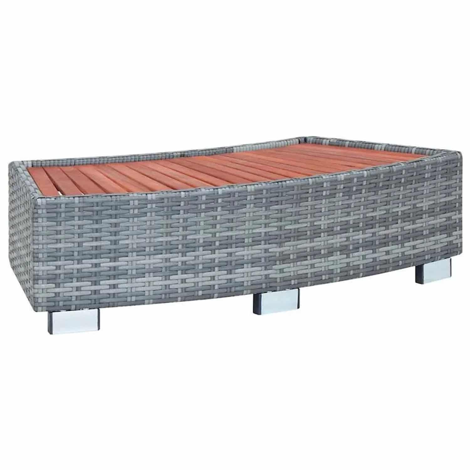 vidaXL Spa-Einstiegsstufe Grau Poly Rattan 92x45x25 cm 46461