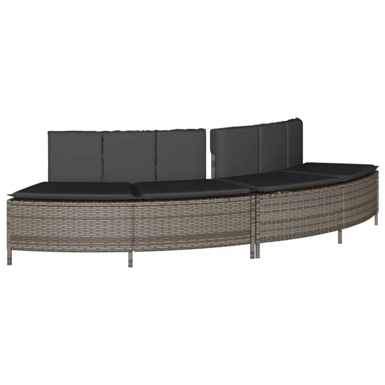 vidaXL Whirlpool-Bänke mit Auflagen 2 Stk Grau Poly Rattan 365617