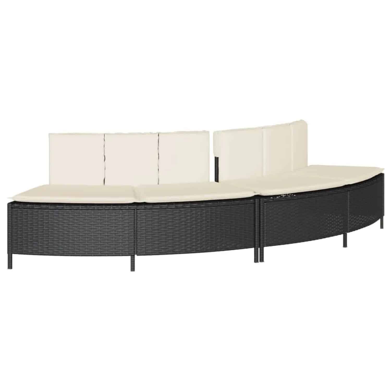 vidaXL Whirlpool-Bänke mit Auflagen 2 Stk Schwarz Poly Rattan 365618