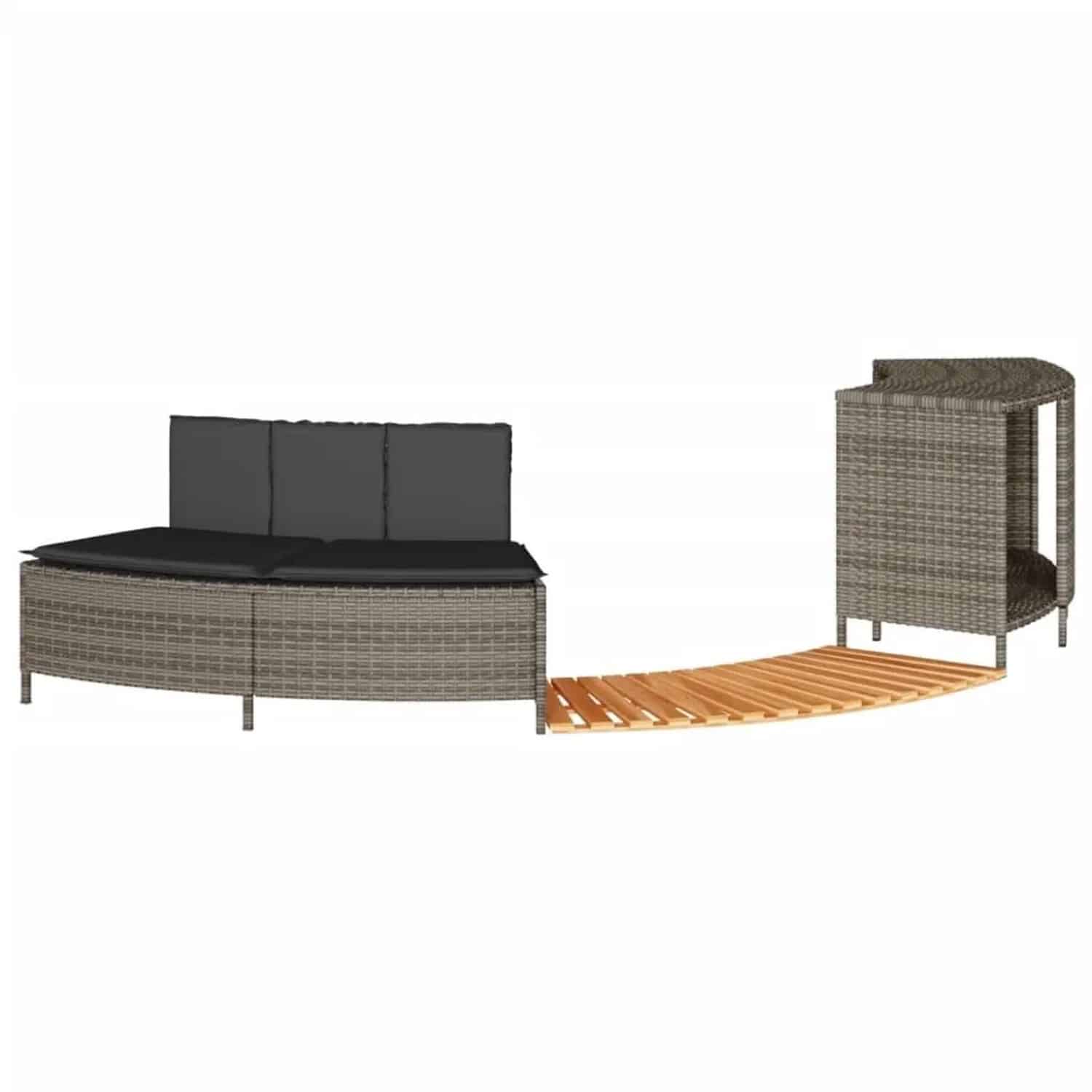 vidaXL Whirlpool-Umrandung Grau Poly Rattan und Massivholz Akazie 365613