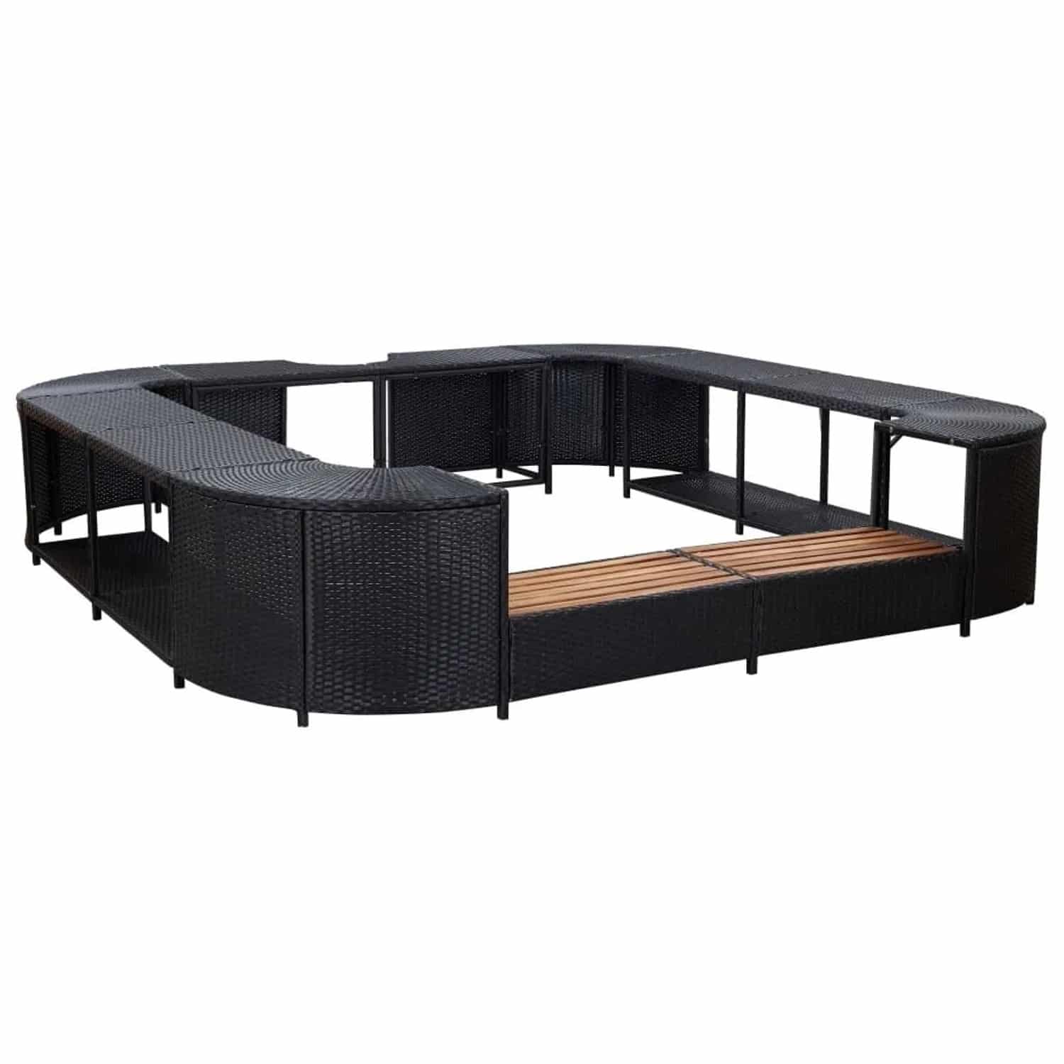vidaXL Whirlpool-Umrandung Quadratisch Schwarz 268x268x55 Poly Rattan 46073