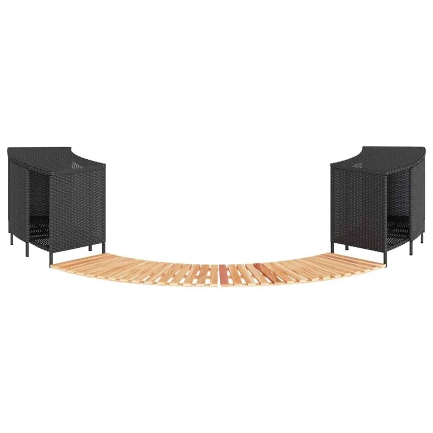 vidaXL Whirlpool-Umrandung Schwarz Poly-Rattan und Massivholz Akazie 3270634