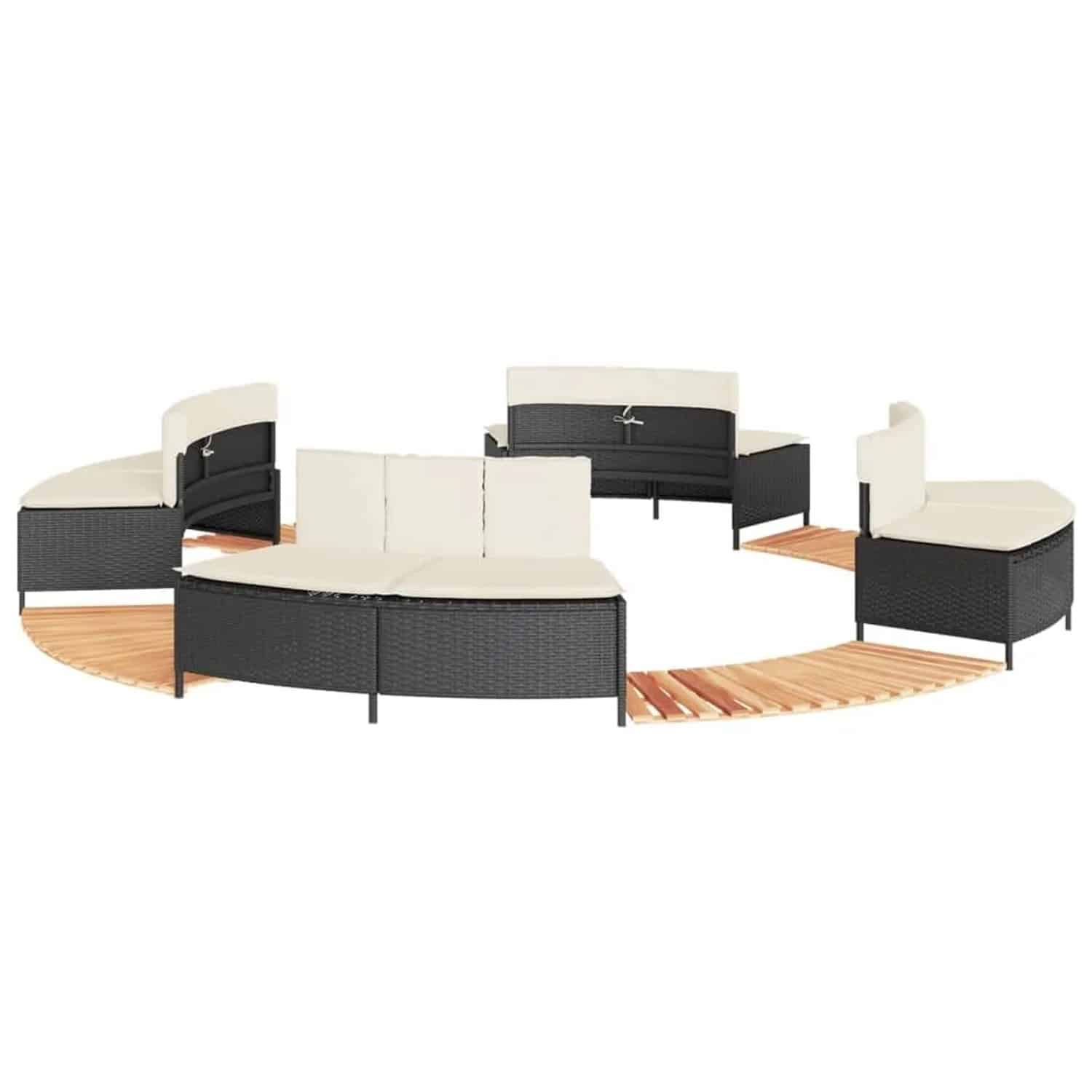 vidaXL Whirlpool-Umrandung Schwarz Poly-Rattan und Massivholz Akazie 3270638