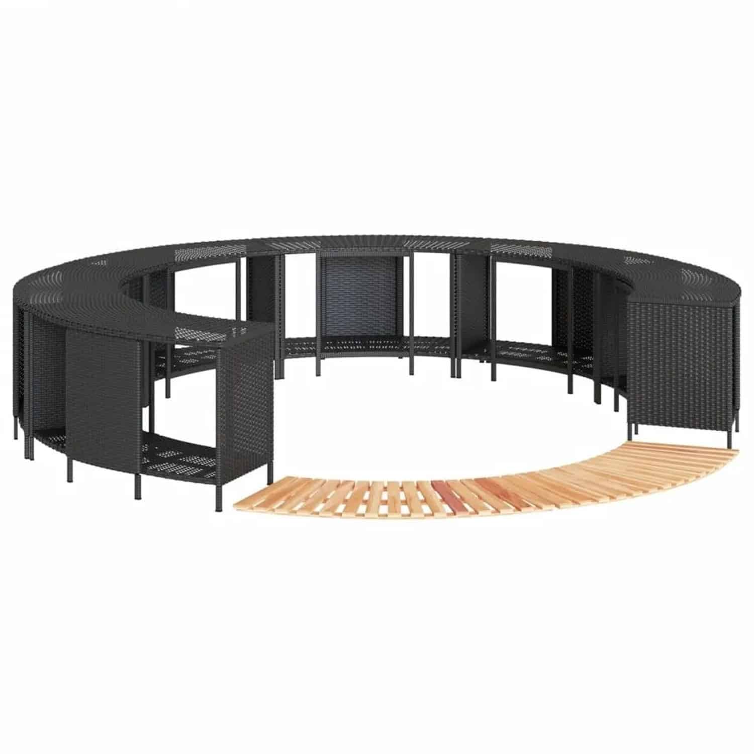 vidaXL Whirlpool-Umrandung Schwarz Poly-Rattan und Massivholz Akazie 3270639